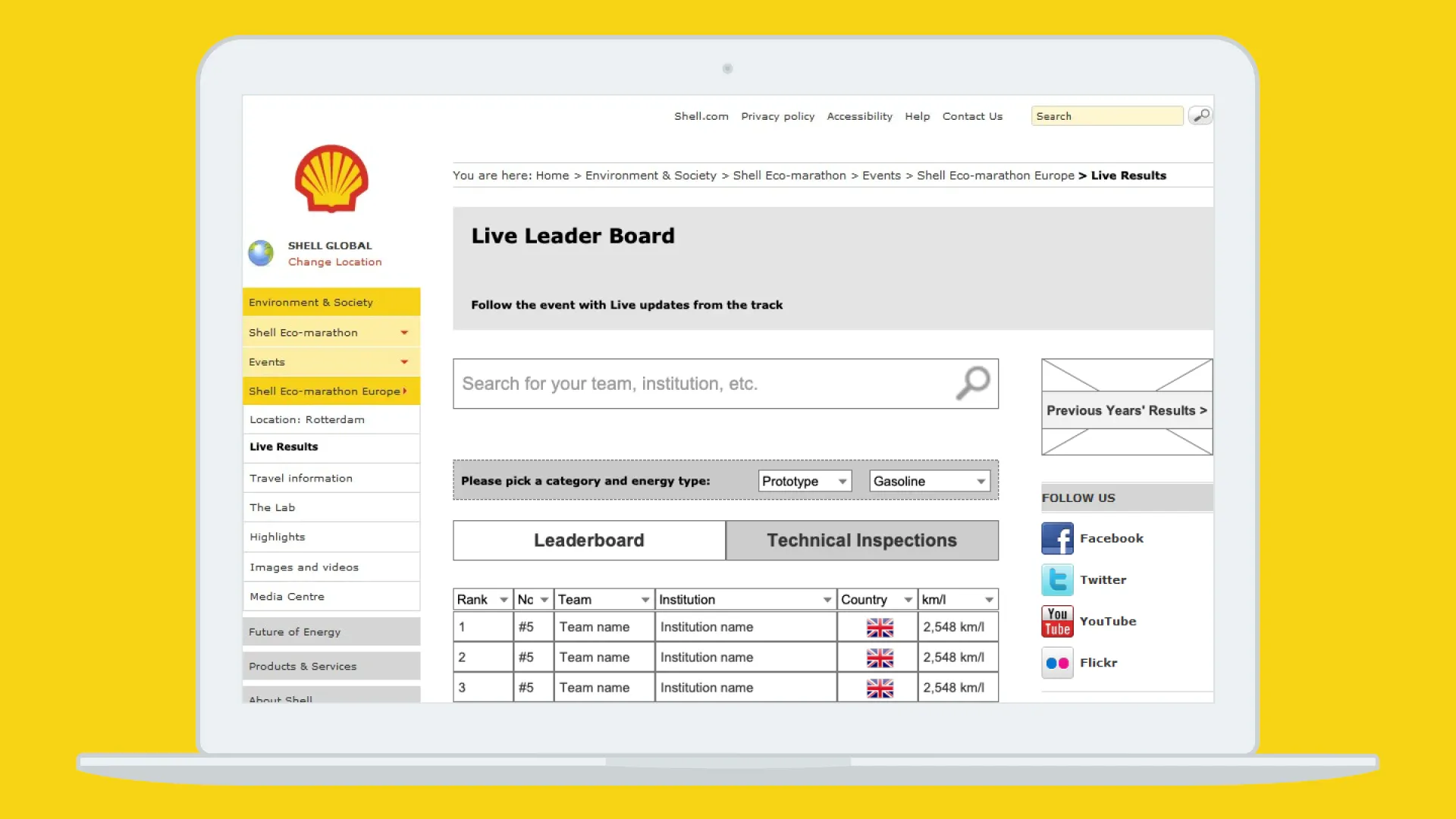 Shell Eco-Marathon Responsive UX Design